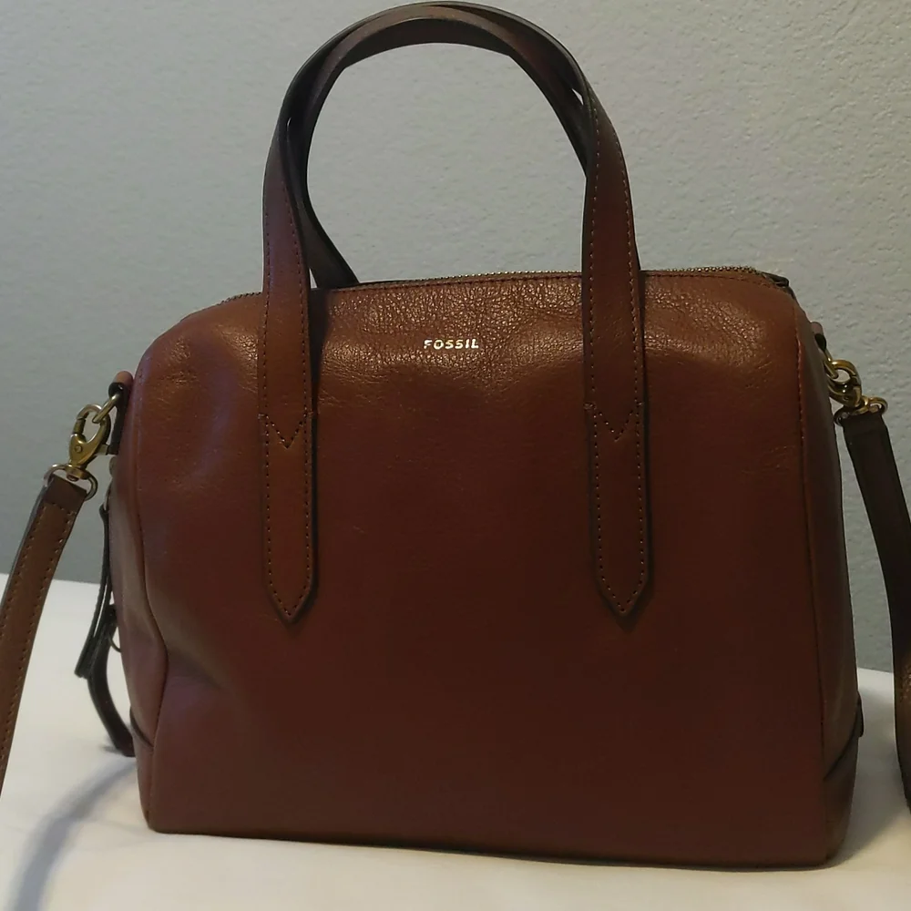 Fossil Sydney satchel crossbody bag tote brown - Picture 4 of 9